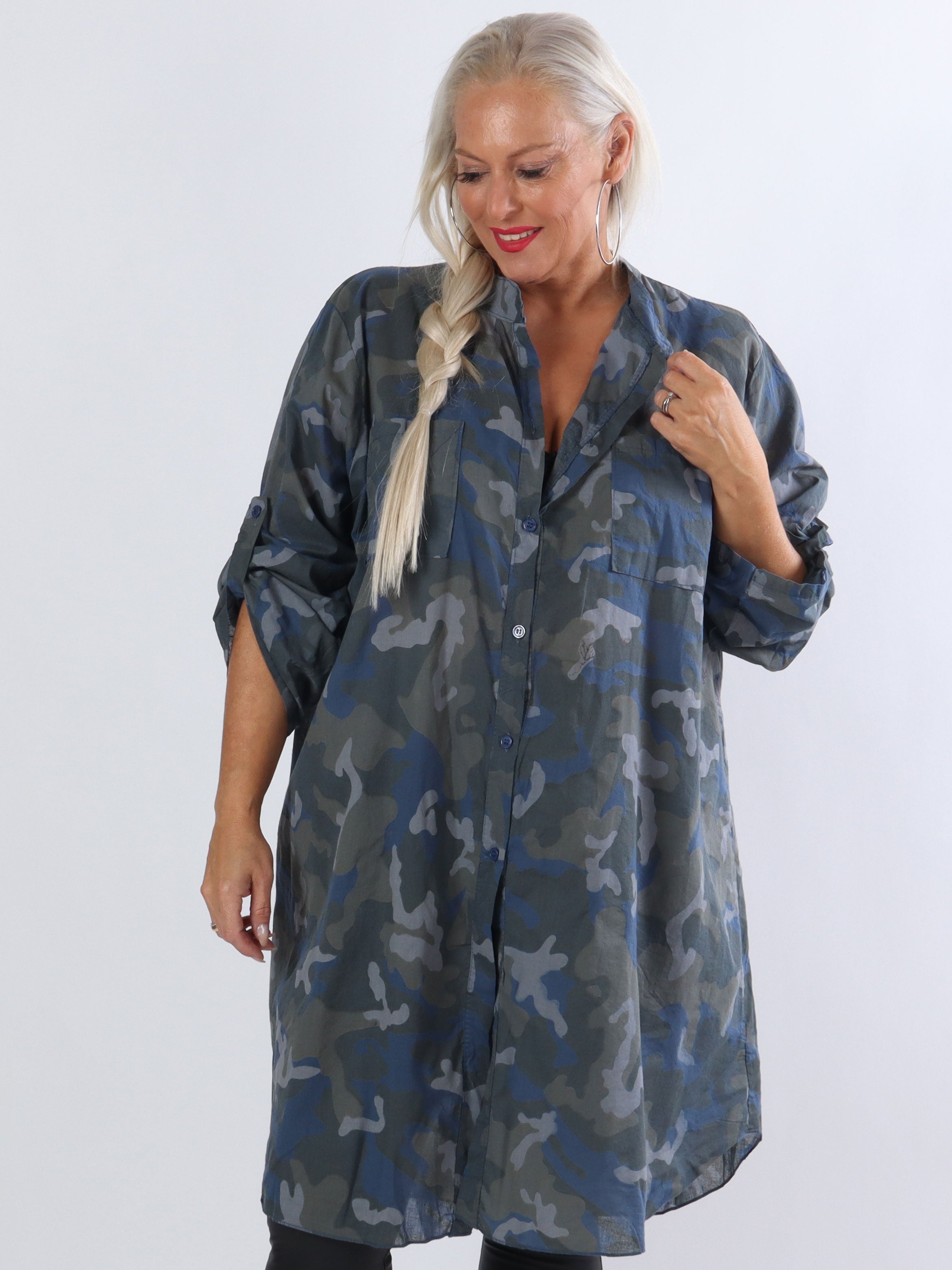 Berna Camo - Plus size skjorte i camouflageprint